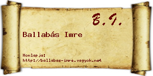 Ballabás Imre névjegykártya